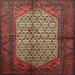 Ahgly Company Indoor Square Traditional Fire Brick Red Persian Area Rugs 7 Square