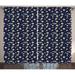 Kids Curtains 2 Panels Set Cosmonaut Cat Flying to Outer Space Rockets Science Fiction Kitty Stars Window Drapes for Living Room Bedroom 108W X 96L Inches Indigo Pale Blue Mustard by Ambesonne