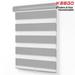 Keego Dual Layer Roller Window Blind Light Filtering Zebra Window Blind Cordless Customizable Gray Case Gray Fabric 56.5 w x 36.0 h