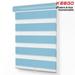 Keego Dual Layer Roller Window Blind Light Filtering Zebra Window Blind Cordless Customizable Sky Blue Case Sky Blue Fabric 47.0 w x 76.0 h