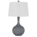 25 Inch Onion Table Lamp with Ribbed Texture and Dimmer Gray- Saltoro Sherpi