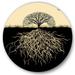 Designart Tree Silhouette With Underground Roots Traditional Circle Metal Wall Art 23x23 - Disc of 23