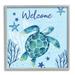 Stupell Industries Welcome Sign Sea Turtle Swimming Ocean Life Graphic Art Gray Framed Art Print Wall Art Design by Sharon Lee