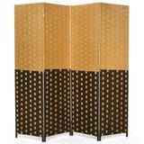 4 Panel Folding Room Divider Weave Fiber Privacy Partition Screen 6FT Tall
