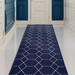 Custom Size Runner Rug Hexagon Trellis Design Navy Color 26 or 31 inch Wide Pick Your Length Non-Slip Rubber Backing Stair Runner