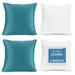 Nestl Plush 2 Pack Solid Decorative Microfiber Square Throw Pillow Cover with Throw Pillow Insert for Couch Beach Blue 22 x 22