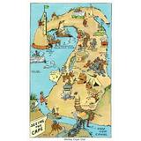Cape Cod Massachusetts Comical Cartoon of the Sites of Cape Cod (16x24 Giclee Gallery Art Print Vivid Textured Wall Decor)