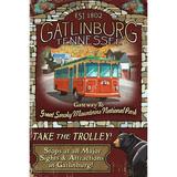 Gatlinburg Tennessee Trolley Vintage Sign (12x18 Wall Art Poster Room Decor)