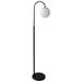 63 Inch Modern Metal Floor Lamp Frosted Glass Globe Shade Black White- Saltoro Sherpi