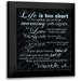 Gibbons Lauren 15x18 Black Modern Framed Museum Art Print Titled - Life Is Short Blue