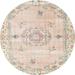 Ahgly Company Indoor Round Contemporary Wheat Beige Abstract Area Rugs 3 Round