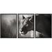 wall26 - 3 Piece Framed Canvas Wall Art - Lioness Stalking - Kalahari Desert Artistic Processing - Modern Home Art Stretched and Framed Ready to Hang - 16 x24 x3 BLACK