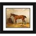 Wilhelm Richter 18x15 Black Ornate Wood Framed Double Matted Museum Art Print Titled - A Bay Horse in a Stable with Saddle Blanket (1884)