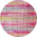 Ahgly Company Indoor Round Contemporary Dark Pink Abstract Area Rugs 5 Round