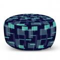 Geometric Pouf Cover with Zipper Abstract Contemporary Art Design Shapes Inspired by Night City Streets Soft Decorative Fabric Unstuffed Case 30 W X 17.3 L Indigo and Turquoise by Ambesonne