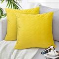 2Pcs Super Soft Decorative Velvet Cushion Covers Quilted Polka Dot Decorative Throw Pillow Covers Square Throw Pillow Cover Decorative for Couch Sofa Bedroom Car Couch Bed 20x20 Inch yellow