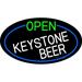 Open Keystone Beer Oval With Blue Border LED Neon Sign 13 x 24 - inches Clear Edge Cut Acrylic Backing with Dimmer - Bright and Premium built indoor LED Neon Sign for Bar decor.