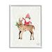 Stupell Industries Santa Claus Gnome Reindeer Holiday Patterned Stars Painting White Framed Art Print Wall Art Design by Heatherlee Chan