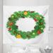 Christmas Tapestry Wreath Evergreen with Candy Cane Stockings Mistletoe Berries on Door Fabric Wall Hanging Decor for Bedroom Living Room Dorm 5 Sizes Green White by Ambesonne