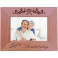 50th Anniversary - Natural Alder Wood Engraved Tabletop/Hanging Photo Picture Wedding Memory Frame