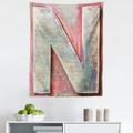 Letter N Tapestry Sketch Style Colorful Typography Soft Featured Grunge Character Fabric Wall Hanging Decor for Bedroom Living Room Dorm 5 Sizes Dark Coral Ivory Seafoam by Ambesonne