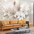 Tiptophomedecor Peel and Stick Floral Wallpaper Wall Mural - Diamond Lilies - Removable Wall Decals