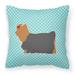 Carolines Treasures BB3734PW1818 Yorkshire Terrier Yorkie Checkerboard Blue Fabric Decorative Pillow