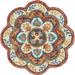 Laddha Home Designs 6 Red and Brown Blossom Round Area Throw Rug