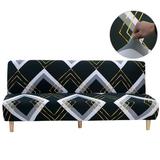 CJC Sofa Bed Slipcover Armless Futon Cover Stretch Sofa Cover Folding Couch Shield Sofa Cover Geometric Pattern