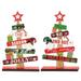 7 Inch Funny Desktop Wooden Christmas Tree Decor Christmas Toy Set with Mini Ornaments 2 Packs