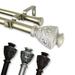 1 Dia Adjustable 48 -84 Double Curtain Rod with Rian Finials - Satin Nickel (100-09-485-D)