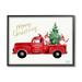 Stupell Industries Merry Christmas Holiday Red Truck Santa Gnomes & Tree Graphic Art Black Framed Art Print Wall Art Design by Heatherlee Chan