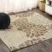 Zinnia Modern Floral Textured Weave Sage/Brown 5 Square Indoor/Outdoor Area Rug