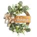 Rustic Welcome Sign Rattan Wood Door Sign with Artificial Greenery Rustic Hanging Welcome Sign for Farmhouse Front Door Rustic Porch Decorations for Home