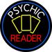 White Psychic Red Reader Yellow Cards And Blue Border LED Neon Sign 26 Tall x 26 Wide - inches Black Square Cut Acrylic Backing with Dimmer - Premium built indoor LED Neon Sign for Storefront.