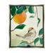 Stupell Industries Bird Perched Orange Fruit Tree Branch Leaves Painting Luster Gray Floating Framed Canvas Print Wall Art Design by Robin Maria