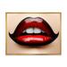 Designart Woman Lips With Red and Black Lipstick Modern Framed Canvas Wall Art Print