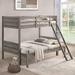 CDecor Home Furnishings Brenton Weathered Taupe Twin Over Full Bunk Bed w/ Ladder Wood in Brown | 65.5 H x 57.5 W x 80 D in | Wayfair 400596
