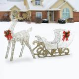 National Tree Company Prelit LED 48 in Reindeer & 24 in Sleigh Christmas Decorations Metal in Brown/White | 48 H x 12 W x 29 D in | Wayfair