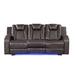 Orren Ellis AF26F2262D5541CB915FE8D8A345AF99 Faux Leather in Black/Brown/Gray | 39.37 H x 85 W x 37.2 D in | Wayfair Sofas