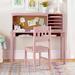 Guidecraft Media Desk Hutch & Chair Set Wood in Pink | 40 H x 44 W x 24 D in | Wayfair G27640