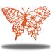 Rosalind Wheeler Analisse Floral Butterfly Wall Décor Metal in Orange | 30 H x 30 W x 0.01 D in | Wayfair 7991E144AE0B4BA68031EED322E31179