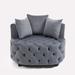 Barrel Chair - House of Hampton® Dreanna 40.6" W Tufted Velvet Barrel Chair Velvet in Gray | 33.1 H x 40.6 W x 40.6 D in | Wayfair