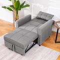 Ebern Designs Culliton Twin 36.4" Wide Sewn Pillow Back Futon ChairFuton Chair Wood/Linen in Gray | 34.6 H x 36.4 W x 31.4 D in | Wayfair