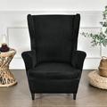 Mercer41 2-Pieces Stretch Wing Chair Covers Soft Velvet Stretch Slipcovers Velvet in Black | 0 D in | Wayfair 2ACABD37839845E8AEE4325A07943747