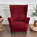 Mercer41 2-Pieces Stretch Wing Chair Covers Soft Velvet Stretch Slipcovers Velvet in Red/Brown | 0 D in | Wayfair D07E814BFB674CB79A85B030A2159B09