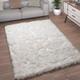 Tapis De Salon Fausse Fourrure Imitation Shaggy Coussins De Sol Forme Cœur Rond 60x100 cm, Blanc