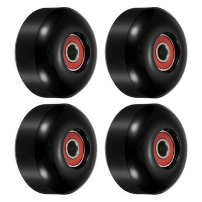 52mm Skateboard Wheel with Bearings ABEC-9 Street Wheels 95A, Black Red 4pcs