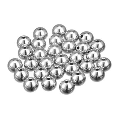 90Pcs 8mm Round Spacer Beads Jewelry Making Spacer Loose Ball Bead, Silver Tone - Silver Tone