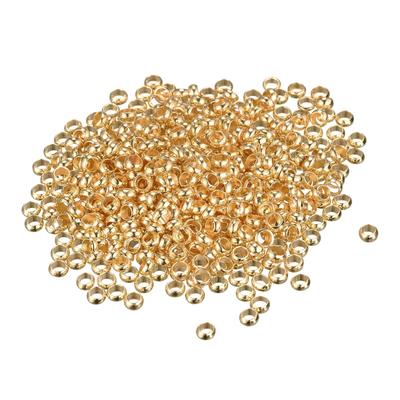 500Pcs 3.5mm Round Crimp Beads Jewelry Making Crimp End Spacer Bead, Champagne